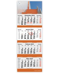 4-Monats Faltkalender Quatrus-Deluxe Ring-Wire, inkl. Druck