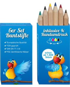 Buntstifte, 6er Set, inklusive Rundumdruck