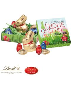 Osternest mit Schokolade von Lindt - Kartonage auch aus Graspapier - inkl. Digitaldruck