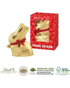 Werbekartonage Lindt Goldhase 50 g - Kartonage auch aus Graspapier - inkl. Digitaldruck