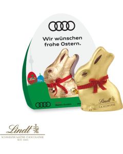 Werbe-Aufsteller Lindt Goldhase mit Glöckchen, 50 g - inkl. Digitaldruck
