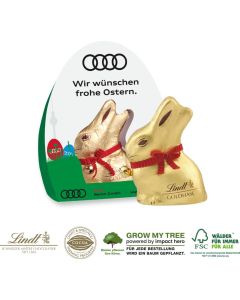Werbe-Aufsteller Lindt Goldhase mit Glöckchen, 50 g - inkl. Digitaldruck