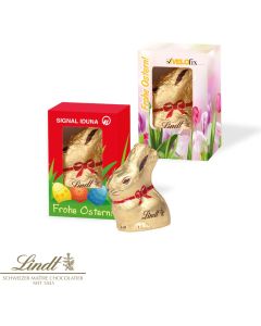 Werbekartonage Lindt Goldhase, 10 g - Kartonage auch aus Graspapier - inkl. Digitaldruck