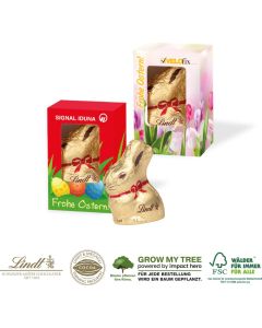Werbekartonage Lindt Goldhase, 10 g - Kartonage auch aus Graspapier - inkl. Digitaldruck