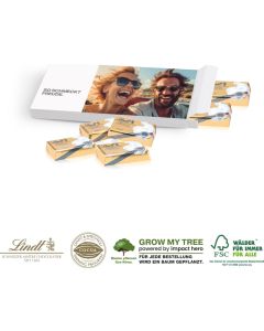 Präsentbox mit Lindt Schokotäfelchen