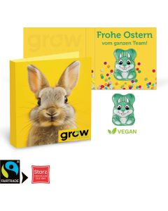 Werbe-Klappkarte mit veganem Osterhasen