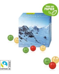 Adventskalender Cube mit Fairtrade® Schokolade mit Papier-Inlay