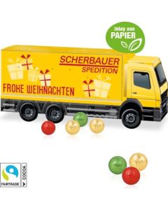 3D Adventskalender LKW mit Fairtrade® Schokolade mit Papier-Inlay