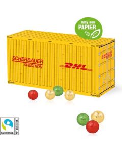 3D Adventskalender Container mit Fairtrade® Schokolade mit Papier-Inlay