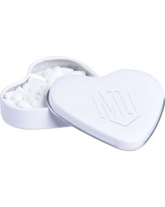 Geprägte Herzförmige Dose mit Pfefferminzherzen