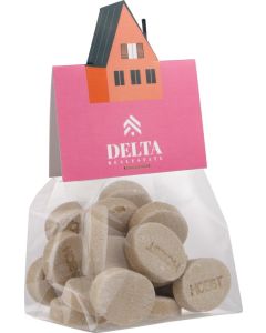 Blockbeutel mit Headerkarte in Ihrer eigenen Form und 50 g Süßigkeiten