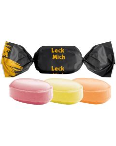 Bonbon im weißen Wickler, ungefüllt - Sorte nach Wahl - inkl. Druck