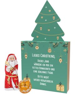 Lindt Präsent Lindt Kleine Kostbarkeiten, Santa - Kartonage nach Wahl - inkl. Druck
