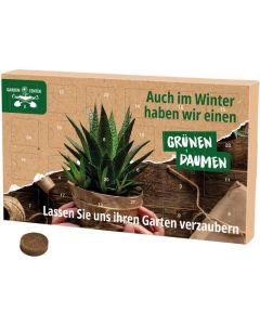 Wachsender Adventskalender Eco XL - 24 Samentütchen und Substrattabletten - inkl. Druck