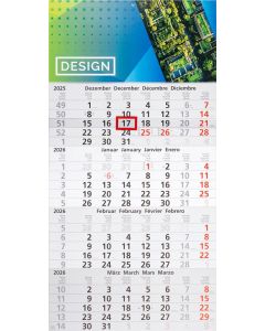 4-Monatswandkalender mit Datumschieber