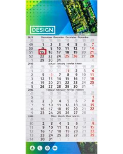 4-Monatswandkalender mit Datumschieber und Fußleiste