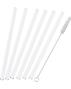 6er Set Glas-Trinkhalme, mit Reinigungsbürste