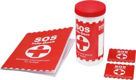 SOS-Info-Dose mit Standardbanderole als Werbeartikel