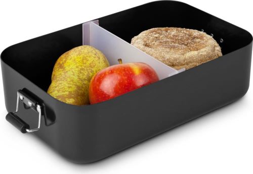 Lunchbox Quadra Schwarz matt XL als Werbeartikel