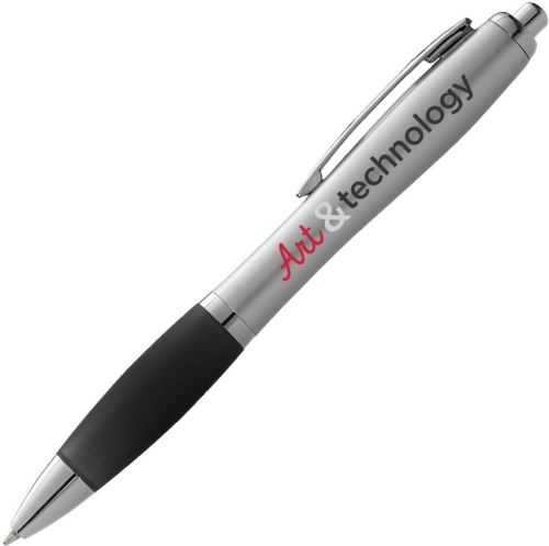 Kugelschreiber Nash silber mit farbigem Griff als Werbeartikel