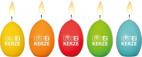 LogoEi Kerze bunt als Werbeartikel