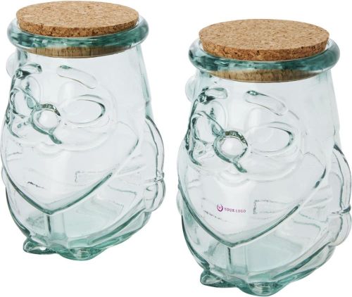 2-teiliges Behälterset Airoel aus Recyclingglas als Werbeartikel