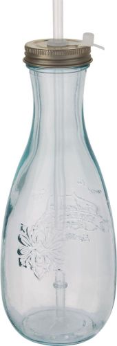 Polpa Flasche mit Trinkhalm aus recyceltem Glas als Werbeartikel