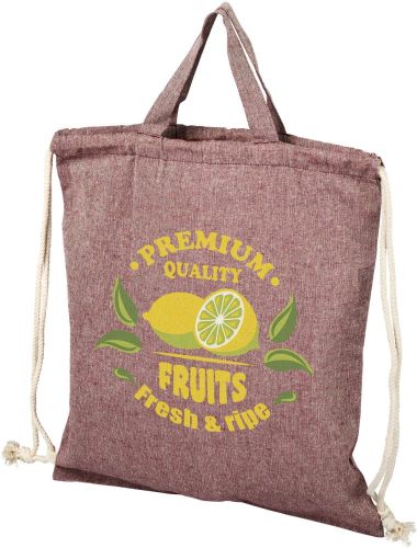 Tasche Pheebs mit Kordelzug aus recycelter Baumwolle als Werbeartikel