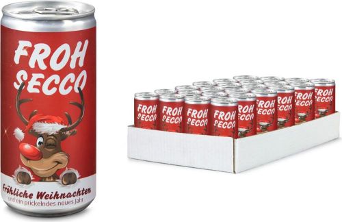 FROHSECCO Elch (rot) - 24 x Promo Secco 0,2 l, Slimlinedose als Werbeartikel