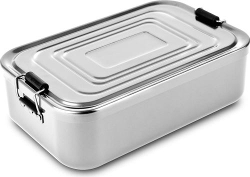 Lunchbox Quadra Silber XL als Werbeartikel