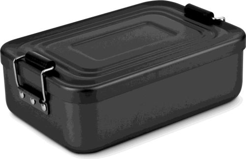 Lunchbox Quadra Schwarz matt als Werbeartikel