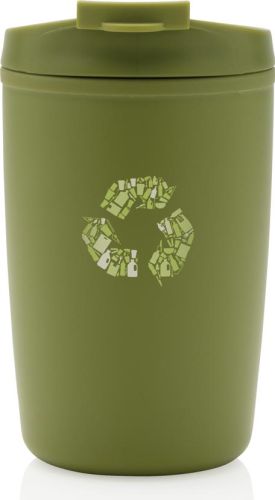 GRS recycelter PP-Becher mit Flip-Deckel als Werbeartikel