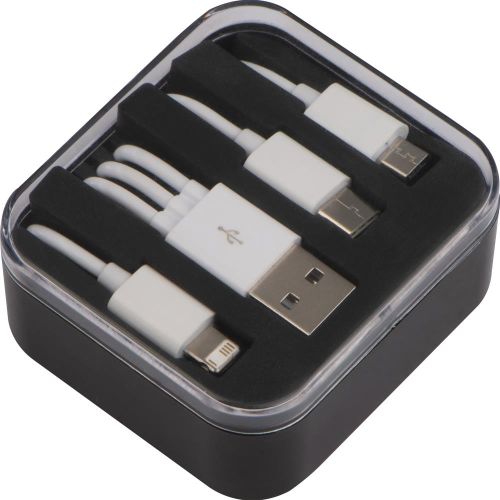 Kunststoffbox mit 3in1 USB Ladekabel, 20784 als Werbeartikel