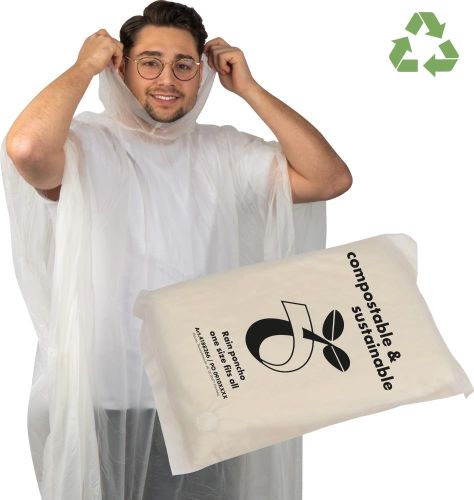 Regenponcho aus PLA in einer Tragetasche - kompostierbar, 41882 als Werbeartikel