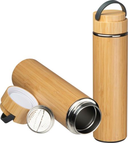 Trinkflasche mit Teesieb Bambus als Werbeartikel
