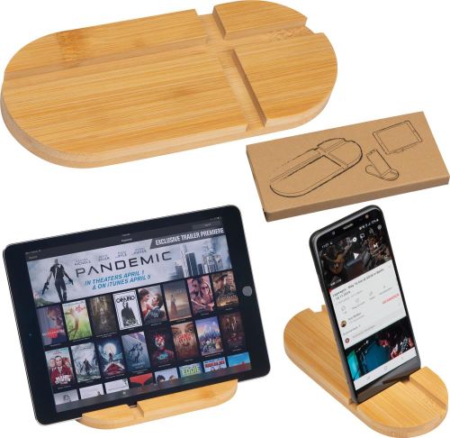 Tablet- und Smartphonehalter aus Bambus, 23189 als Werbeartikel