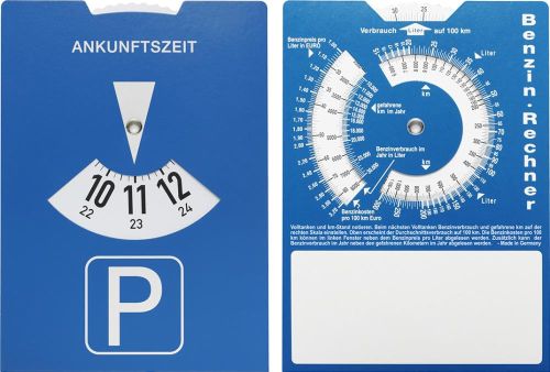 Kartonparkscheibe für Österreich mit Benzinrechner als Werbeartikel