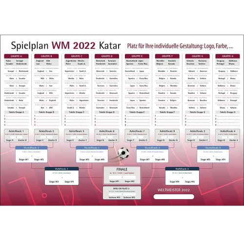 WM-Planer Spielplan Fußballweltmeisterschaft 2022 als Werbeartikel
