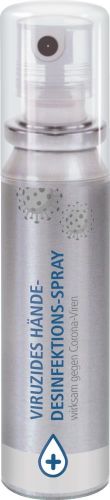 Hände-Desinfektionsspray, 20 ml, No Label Look (Alu Look) als Werbeartikel