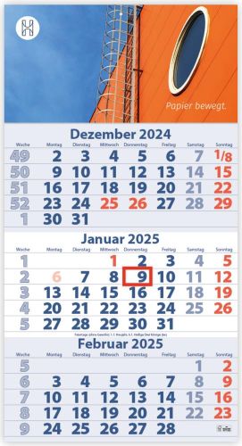 3-Monats DIN A3 Kalender Trinus B, inkl. Druck als Werbeartikel