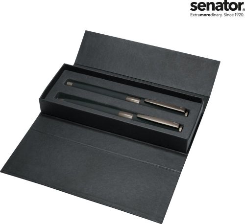 senator® Image Black Line Set (Drehkugelschreiber+Füllhalter) als Werbeartikel