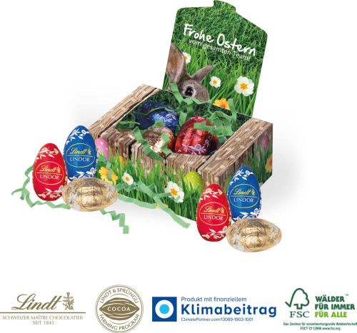 Lindt Mini-Eier, 6er Osternest - inkl. Digitaldruck als Werbeartikel