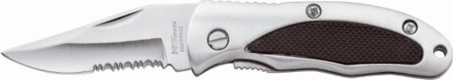 Metmaxx® Taschenmesser HunterPlus silber/schwarz als Werbeartikel