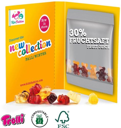 Werbekarte Midi Fruchtgummi Minitüte als Werbeartikel