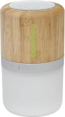 Aurea Bluetooth® Lautsprecher aus Bambus mit Licht als Werbeartikel