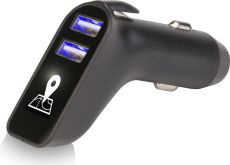 GPS Auto-Tracker und Ladegerät V11 mit Leuchtlogo SCX.design als Werbeartikel