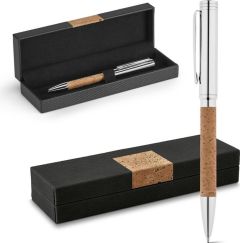 CORK Kugelschreiber aus Kork und Metall in einer Geschenkbox als Werbeartikel