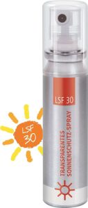 Sonnenschutzspray (LSF 30), 20 ml, No Label Look (Alu Look) als Werbeartikel